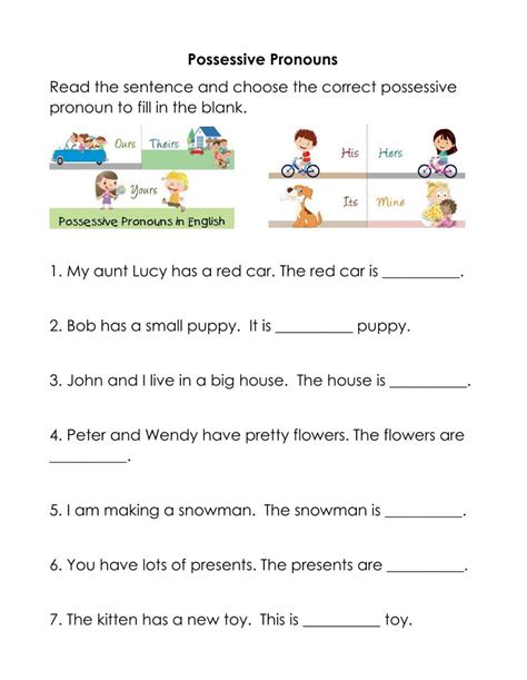 Possessive Pronoun Worksheet B Adjective Worksheet Pronoun