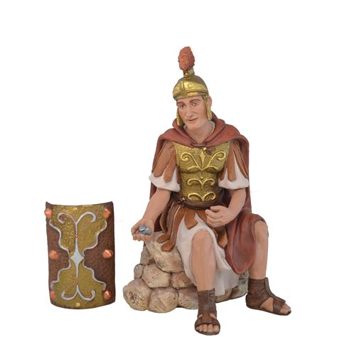 Soldado Romano Sentado Con Dinares Escudo Fabricado En Pasta