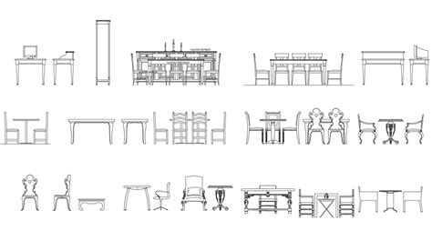 Drawing Of 2d Chairs And Table Design Autocad File Cadbull