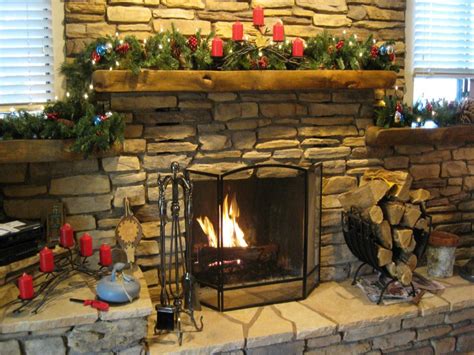 Christmas Fireplace Fire Holiday Festive Decorations Wallpapers Hd