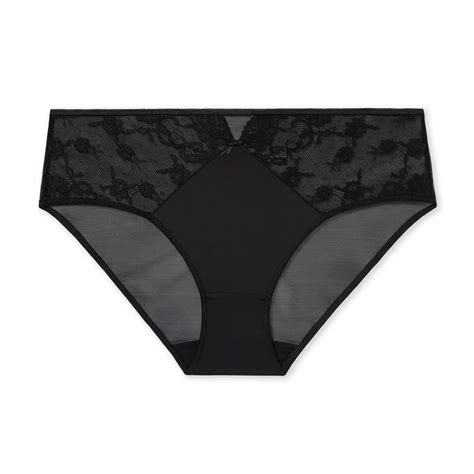 Ashley Graham High Cut Panty With Lace Mesh In Black Ashley Graham