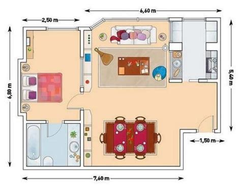 Planos De Departamentos Pequeños De 50m2