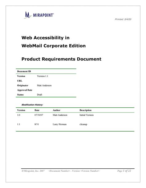 40 Simple Business Requirements Document Templates Templatelab