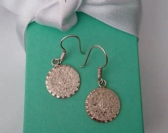 Vintage Sterling Silver Blue Turquoise Aztec Calendar Dangle