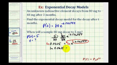 Ex Exponential Decay Function With Logarithms Youtube