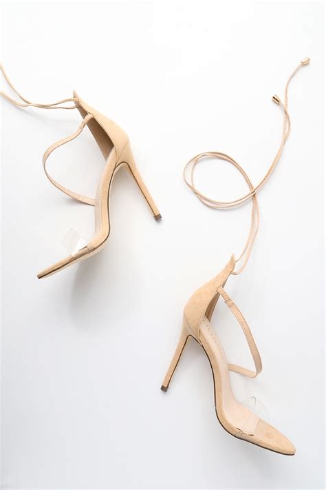 Sexy Vegan Suede Heels Nude Heels Lace Up Heels Lulus