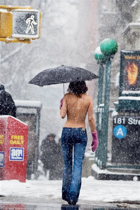 Women Celebrate Going Topless Posing For Photographer On New York