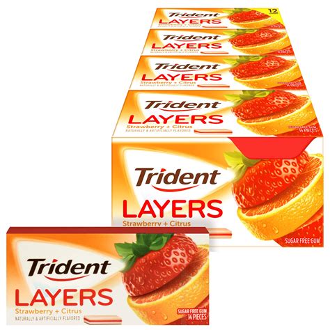 Buy Trident Layers Strawberry And Citrus Sugar Free Gum 12 Packs Of 14