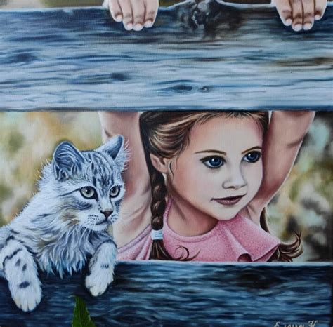 Girl And Cat Painting By Elena Kozyutenko Artmajeur