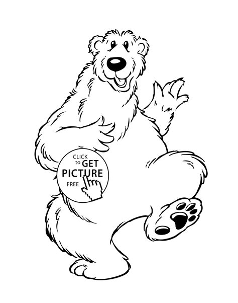 Funny Bear Cartoon Animals Coloring Pages For Kids