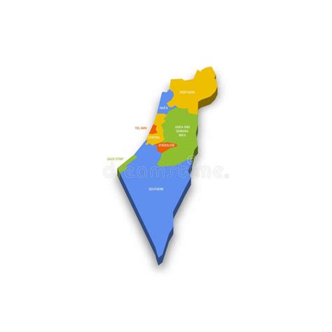 Israel Political Map Of Administrative Divisions Stock Illustration