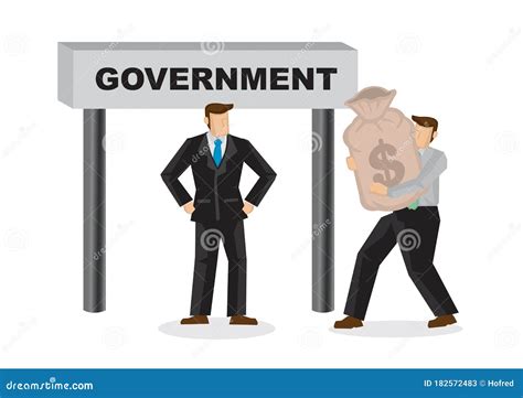 Cartoon Of Businessman Taking A Bag Of Money And Giving It To The