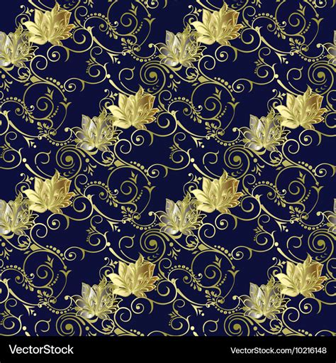 Dark Blue Vintage Floral Seamless Pattern Vector Image