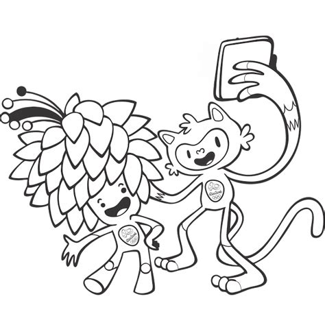 Desenho De Tom E Vinícius Fazendo Selfie Nas Olimpíadas Para Colorir