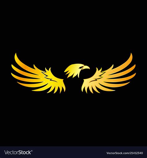 Golden Eagle With Black Background Royalty Free Vector Image