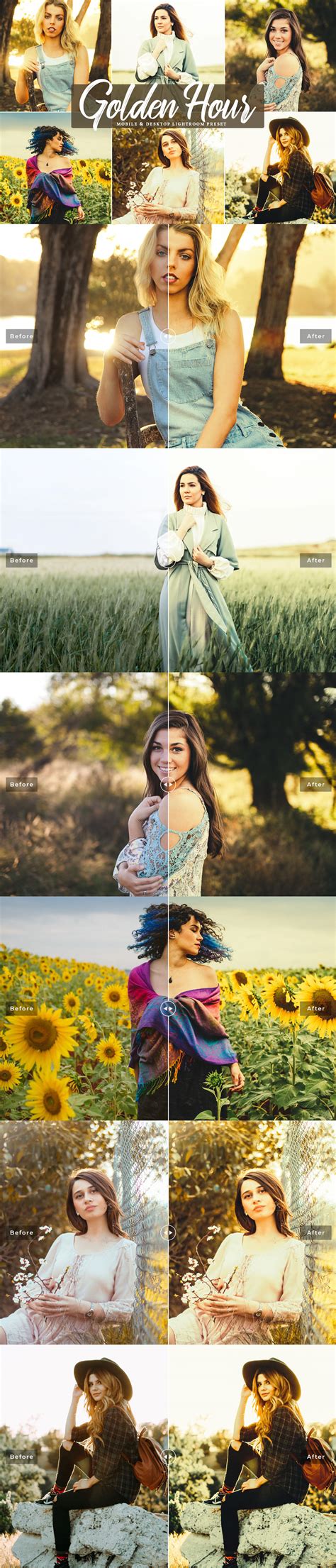 Golden hour presets that will color your photos with the most beautiful tones. Free Golden Hour Mobile & Desktop Lightroom Preset on Behance