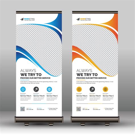 Modern Red Blue And Yellow Business Roll Up Banner Signage Template