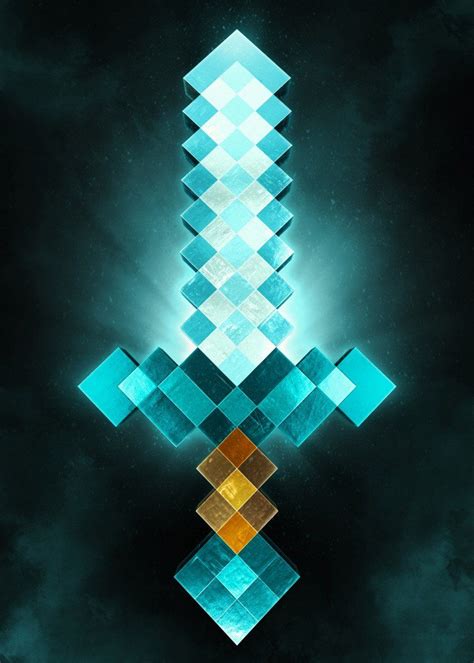 Minecraft 3d Sword Fantasy Poster Print Metal Posters Displate