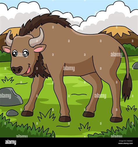 Wildebeest Cartoon Vector Colored Illustration Stock Vector Image And Art