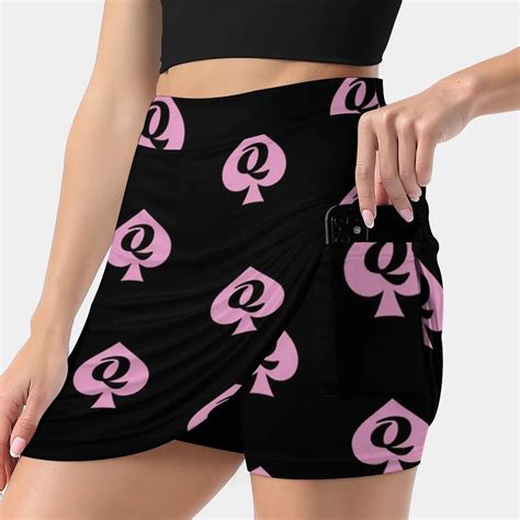 Queen Of Spades Pink And Black Womens Skirt Mini Skirts A Line Skirt
