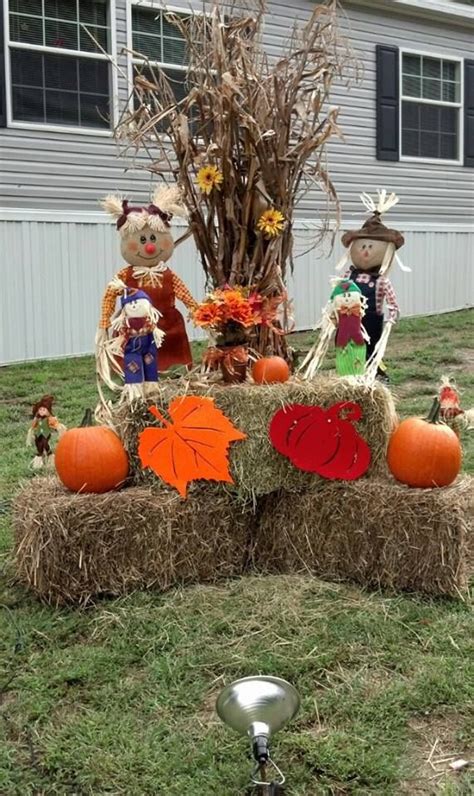 Outside Fall Decor Corn Stalks And Hay Fodder Shock Fall Yard Decor