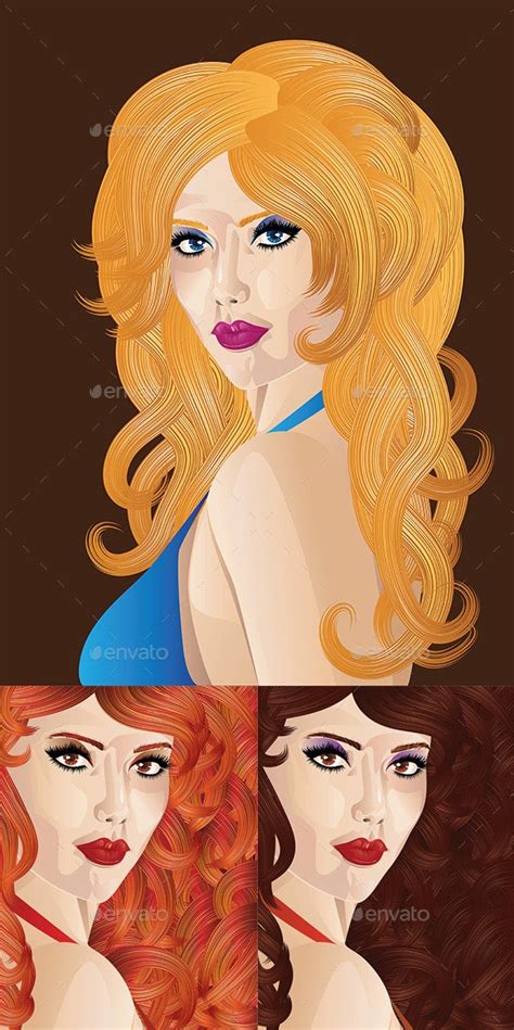 Girl With Curly Hair By Annartshock Graphicriver