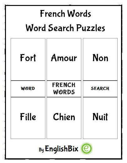 French Words Word Search Mini Workbook Englishbix