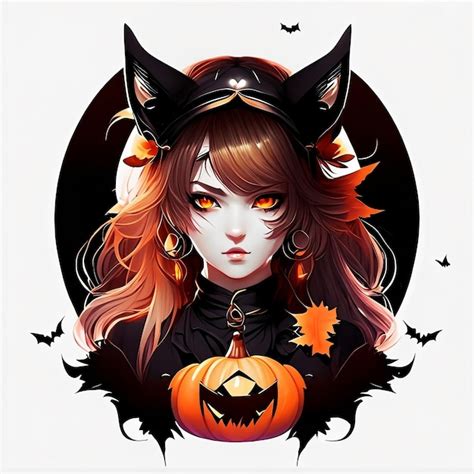 Premium Ai Image Anime Halloween Girl And Pumpkin Night
