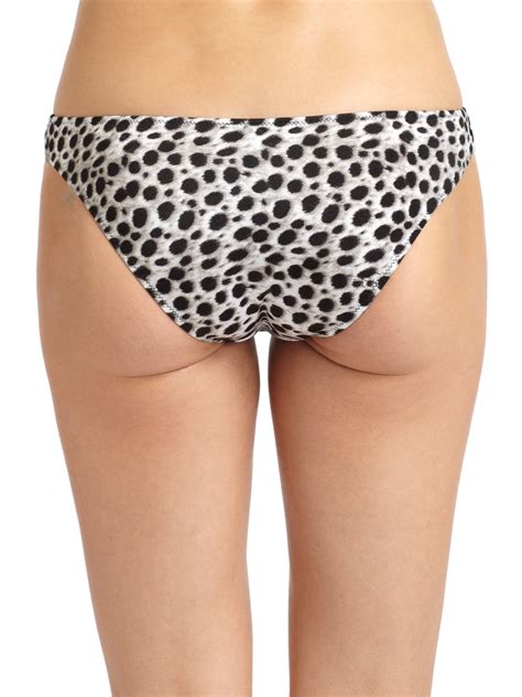 lyst just cavalli leopard print hipster bikini bottoms in white