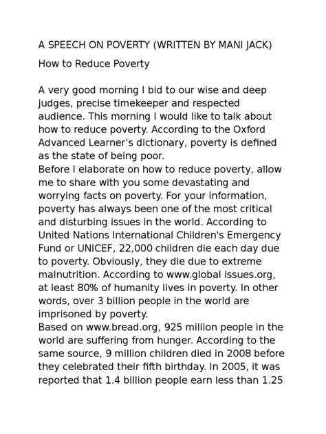 Essay On Poverty Poverty Poverty And Homelessness