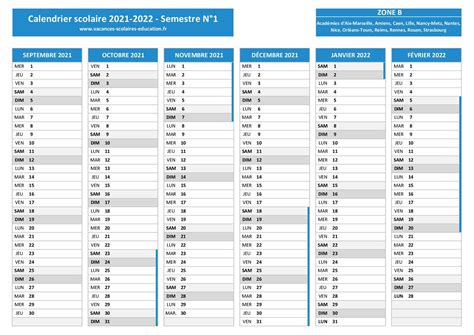 Calendrier 2022 2023 Zone B Calendrier 2021 Images And Photos Finder