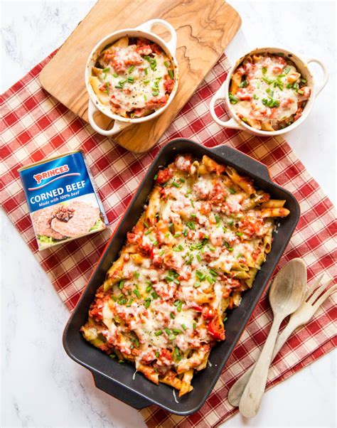 Corned beef is essentially beef cured in a salt brine, with some pickling spices for added flavor. Easy Corned Beef Pasta Bake Recipe | Fuss Free Flavours