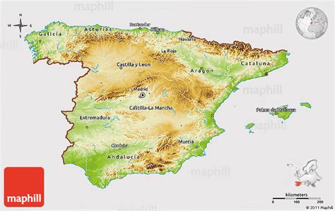 Physical 3d Map Of Spain Cropped Outside