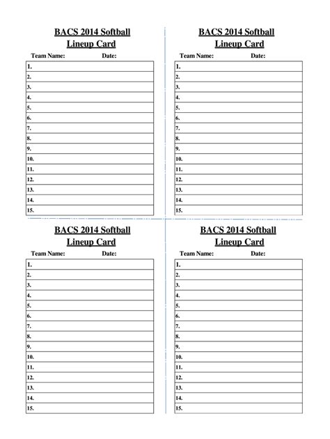 Softball Lineup Template 2014 2024 Form Fill Out And Sign Printable