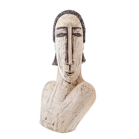 Head Bust Male Sculpture Fernando Handmade Ceramic Art Deco