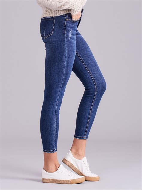 Niebieskie Dżinsy Z Przetarciami Spodnie Jeansowe Sklep Ebutik Pl