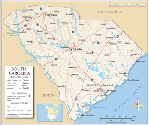 Map Of The State Of South Carolina Usa Nations Online