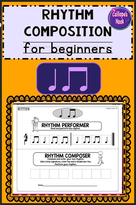 Beginner Rhythm Worksheets 1 Quarter Eighth Notes Composition Form