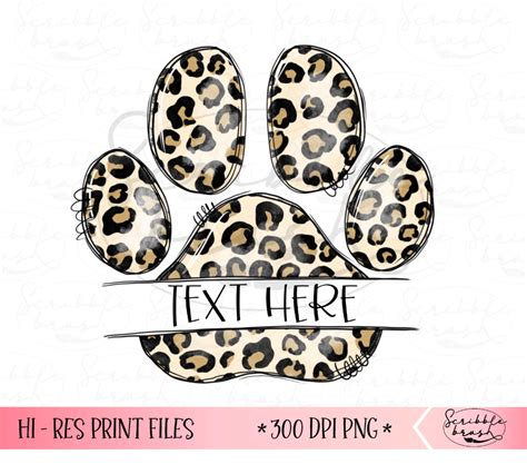Split Leopard Print Dog Paw Monogram Sublimation Design Dog Etsy