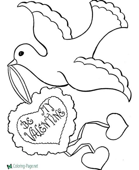 Valentine´s Day Coloring Pages Birds Hearts