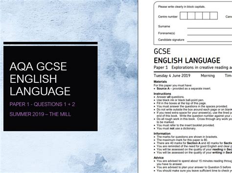 At first try to answer each question of the model test yourself. AQA GCSE English Language - Paper 1 Questions 1 + 2 Practice (The Hartops) | Teaching Resources