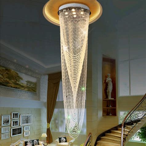 Modern Led Crystal Chandelier Duplex Staircase Villa Crystal