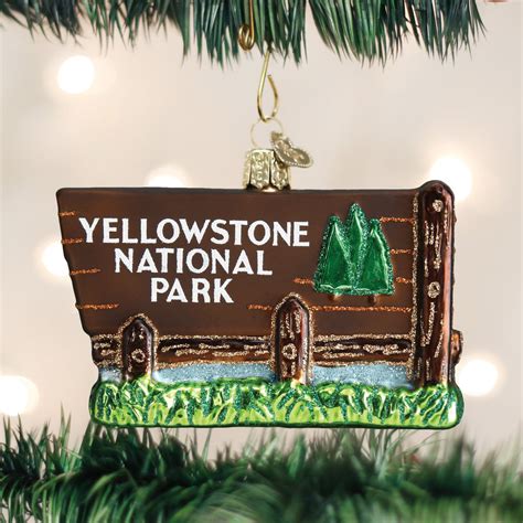 Old World Christmas Yellowstone National Park Sign Glass Ornament Free