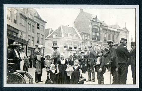 Edwardian Street Scene Belgium Old Photograph Stock Photos