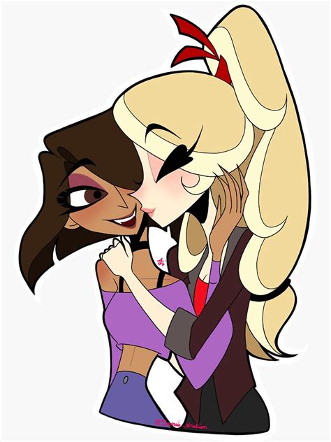 Human Charlie And Vaggie Hazbin Hotel Roommates Au Sticker For Sale By L1l5amiii Redbubble