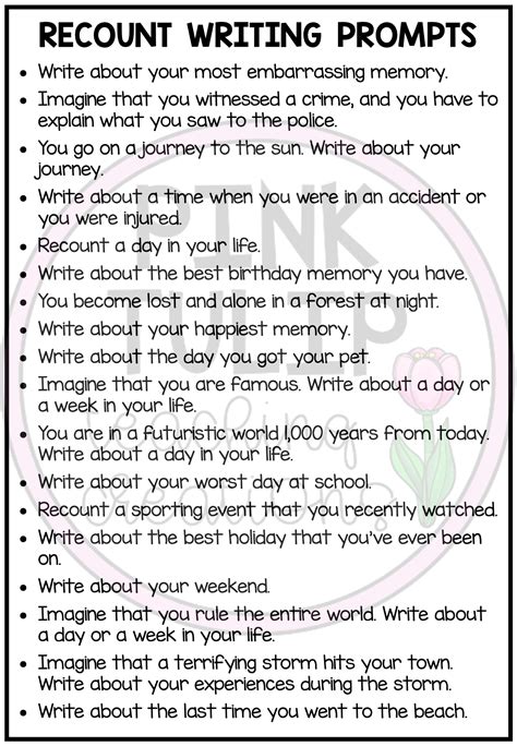Recount Text Writing Worksheet Pack - Writing Prompts in 2020 | Writing prompts, Writing ...