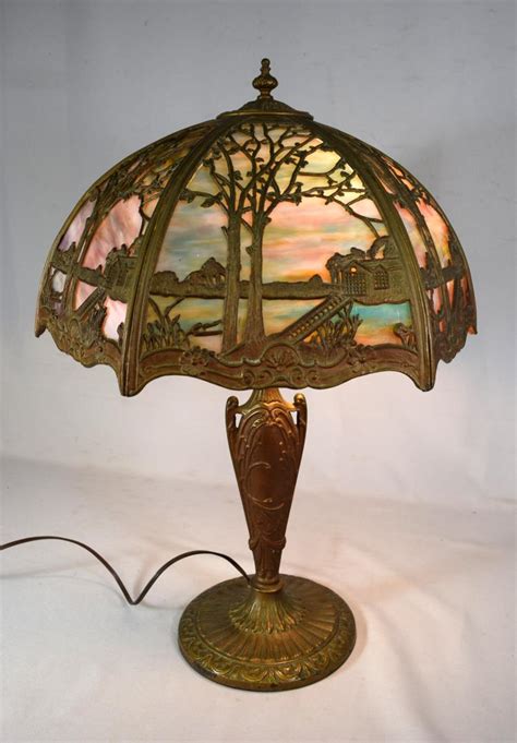 For library, we can use classic green glass lamp shades for table lamps. ANTIQUE SLAG GLASS TABLE LAMP