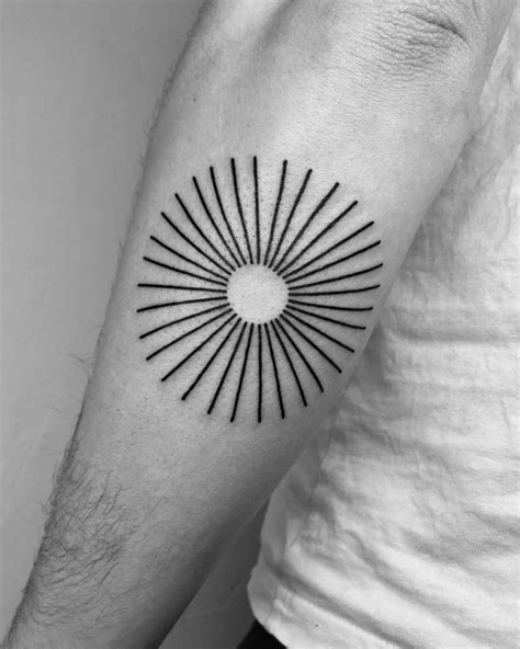 Abstract Geometric Sun Tattoo Done On The Forearm