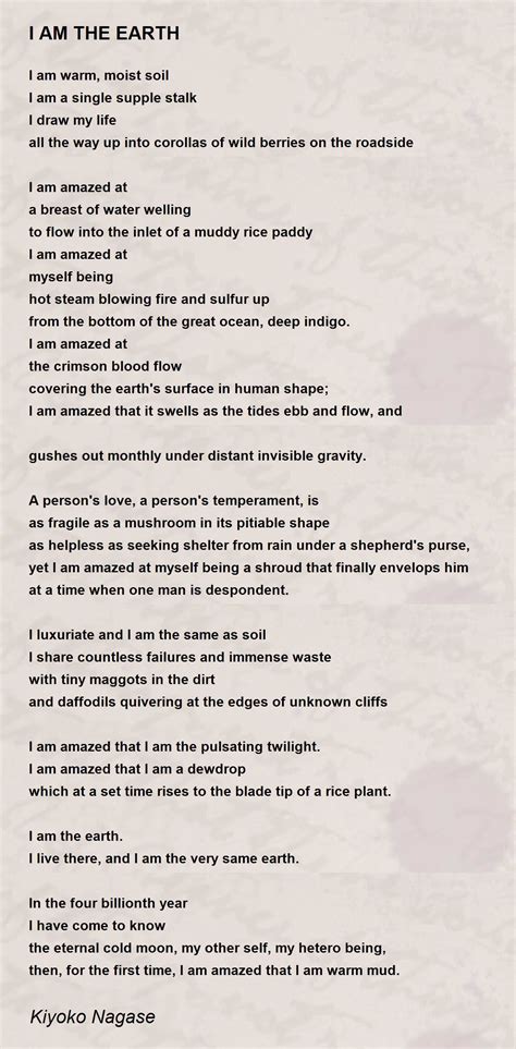 I Am The Earth I Am The Earth Poem By Kiyoko Nagase