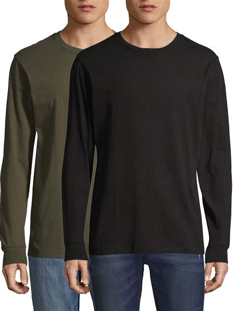 George Mens And Big Mens Long Sleeve Cotton Crew T Shirt 2 Pack Up